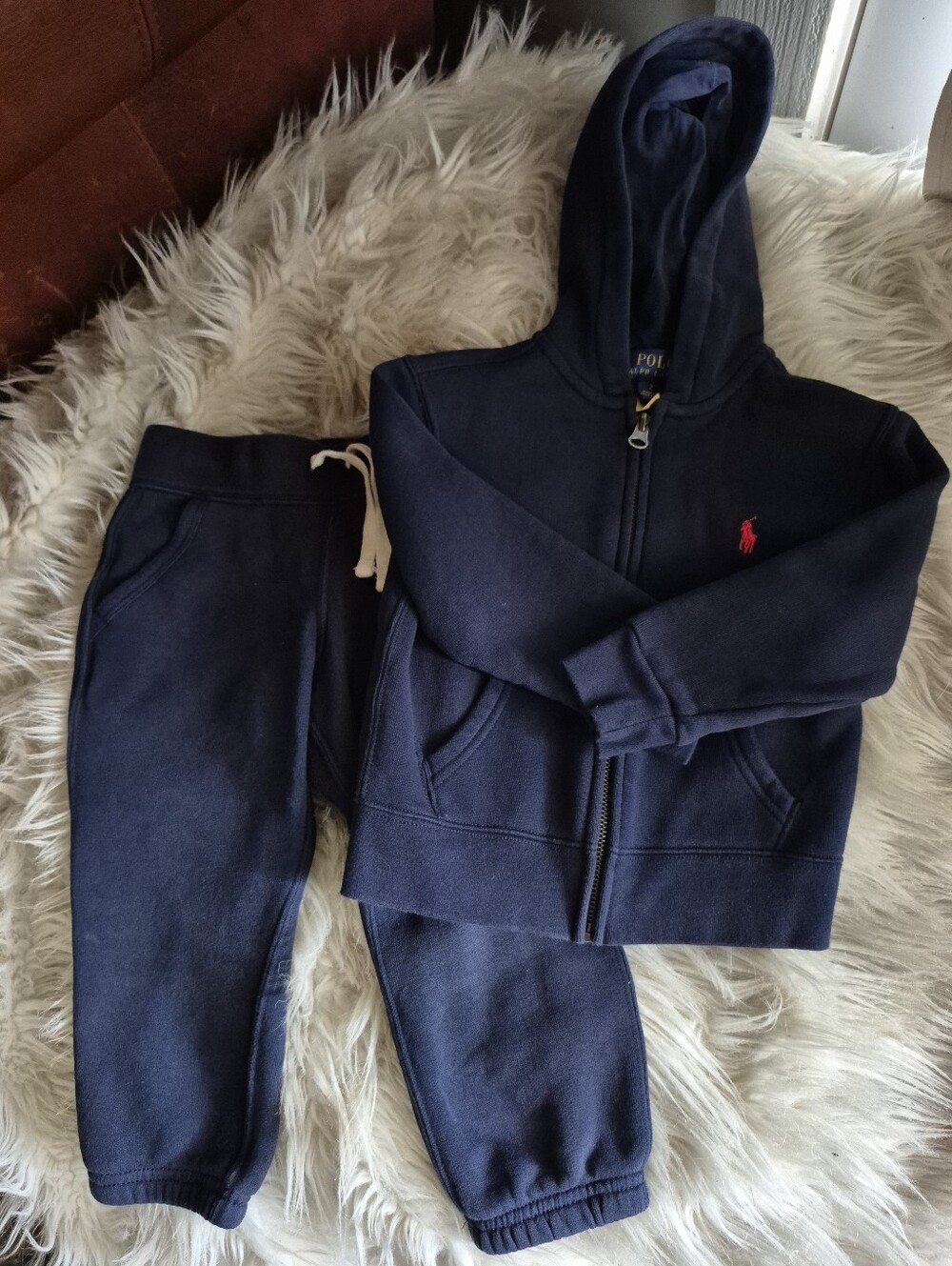Polo by Ralph Lauren Navy Hoodie and Joggers Set with Red Pony